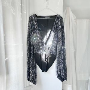 ZARA black bodysuit 🪩 [ M ] shiny